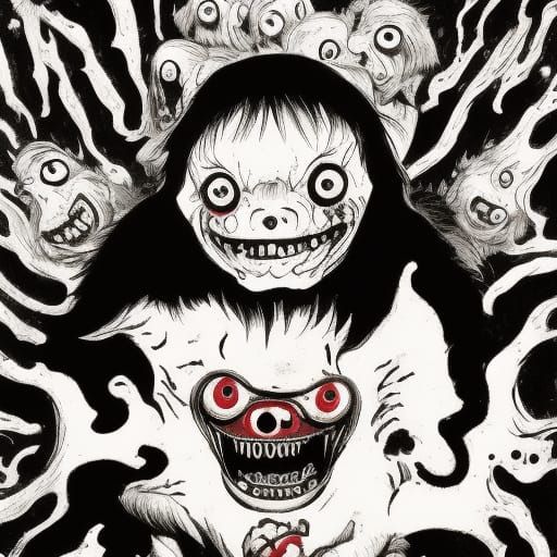 Horror Demon with Music Box in Manga Style