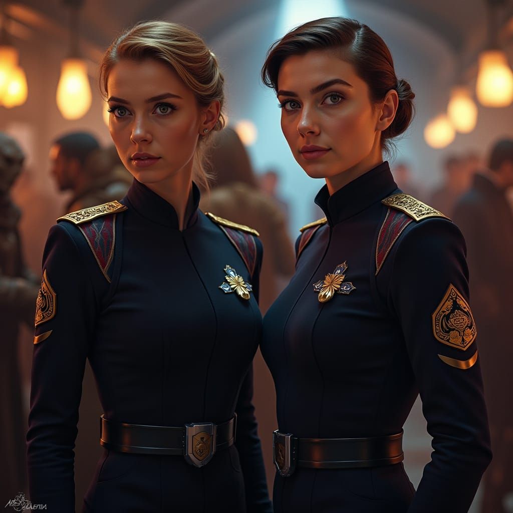 Two Female Starfleet Officers in the Star Wars Cantina