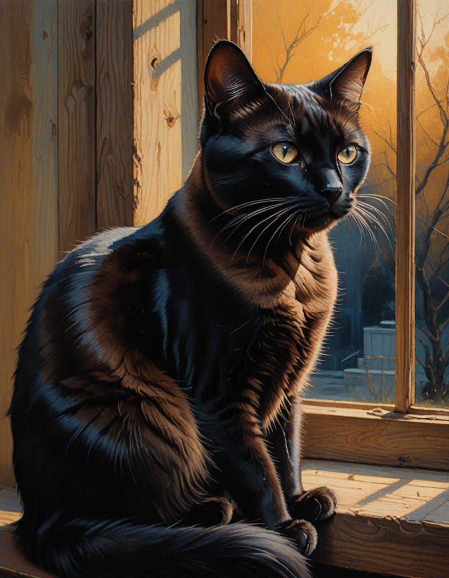 Elegant Siamese Cat in Warm Golden Light
