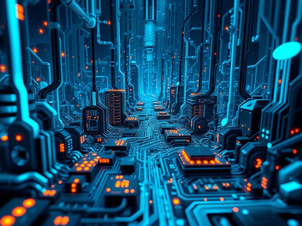 Neon Dreamscape of Futuristic Circuitry
