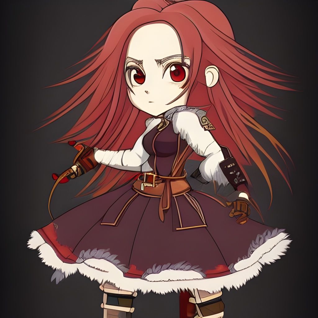 Chibi Butcher: Seductive Fighter in Ghibli Style