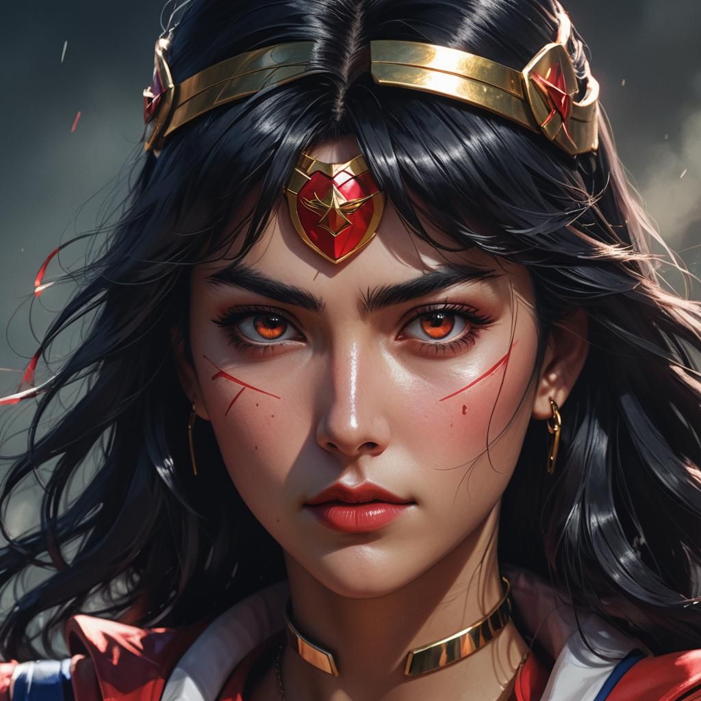 Hyperrealistic Sailor Mars Digital Portrait