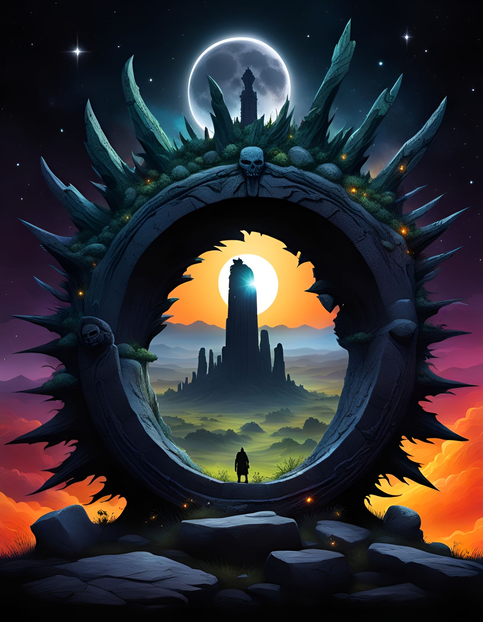 Sinister Fantasy Eclipse at Vibrant Sunrise