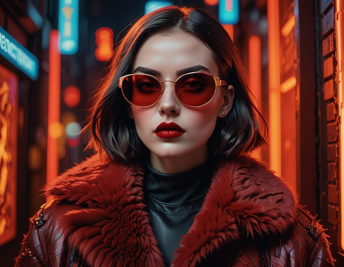 Cyberpunk Goddess in High-Fashion Editorial Style