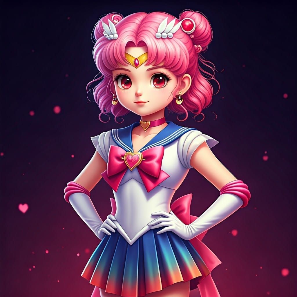 Confident Magical Girl in Chibi Sailor Uniform