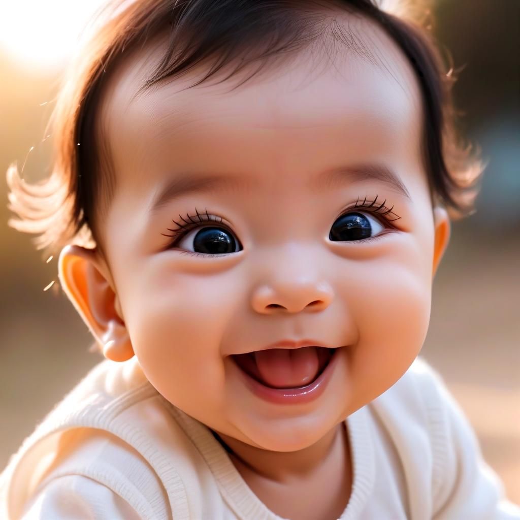 Adorable Laughing Baby with Twinkling Eyes