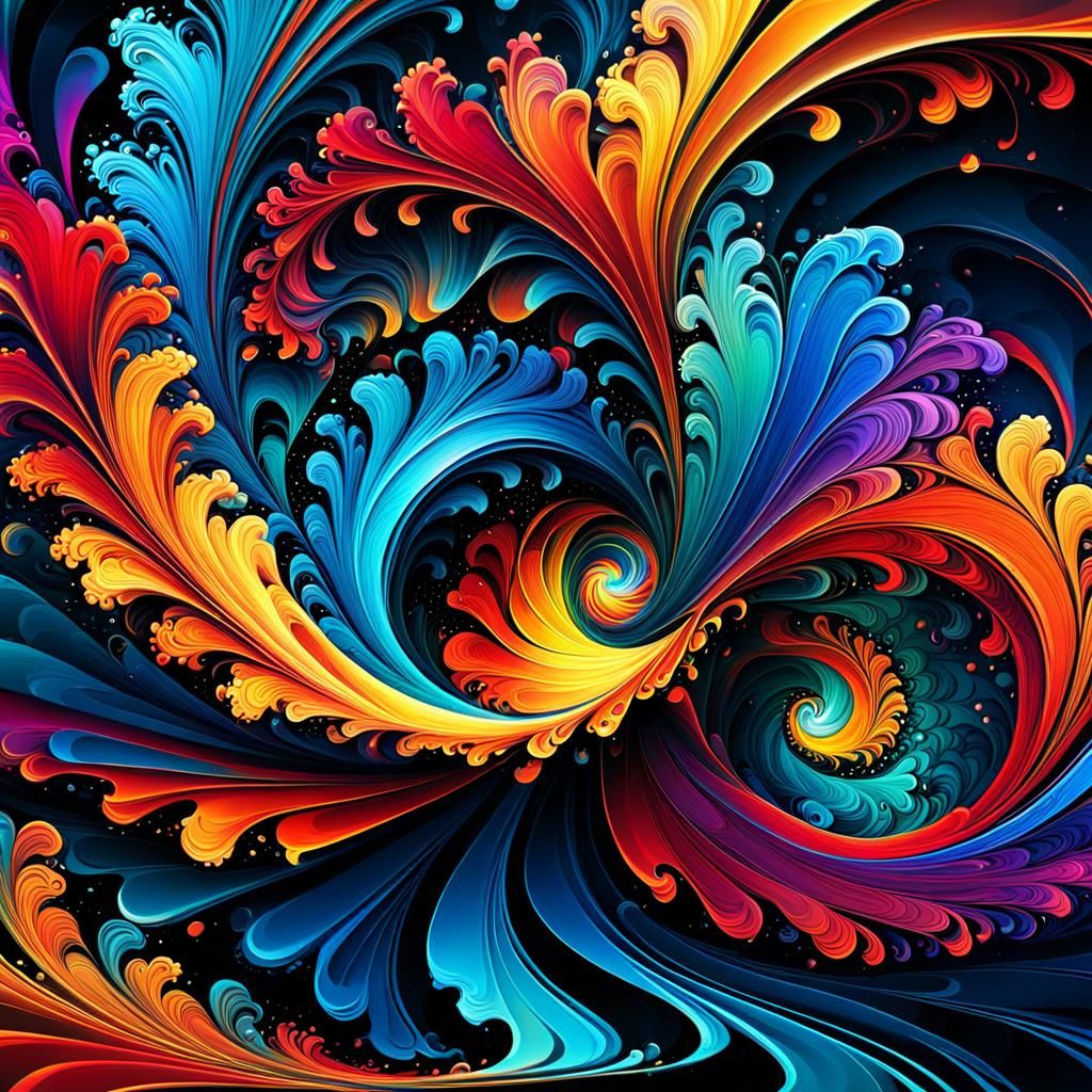 Dazzling Abstract Art with Contrasting Colors in Digital Sty...