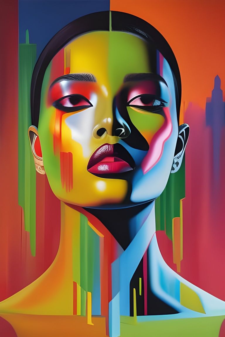 Emergence: Acrylic Portrait in Bright, Bold Colors