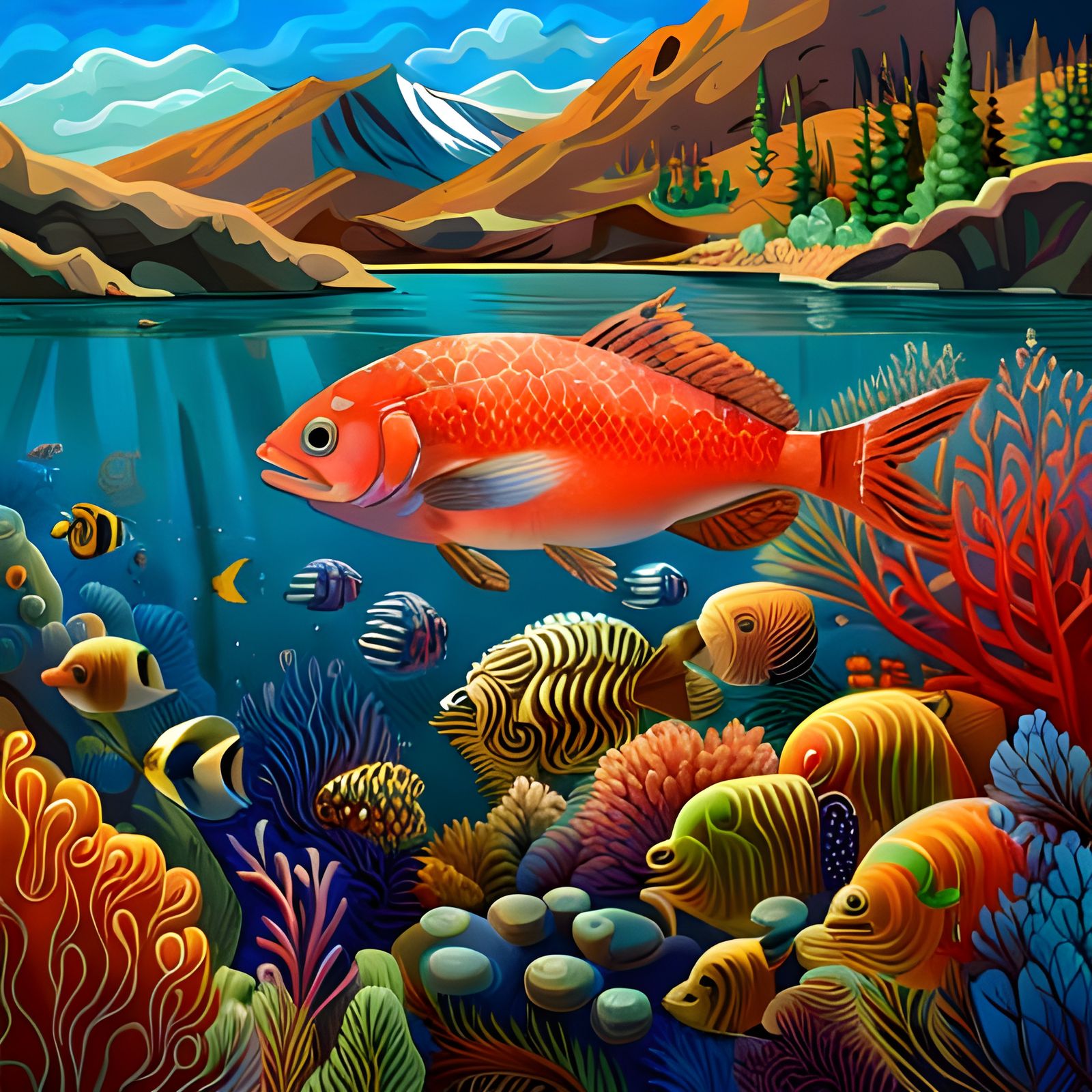 Detailed Maximalist Image with Atmospheric Lighting