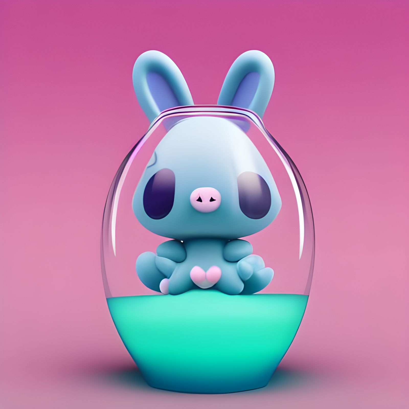 Cute Kawaii Chibi Plush Bunny in Glass Jar