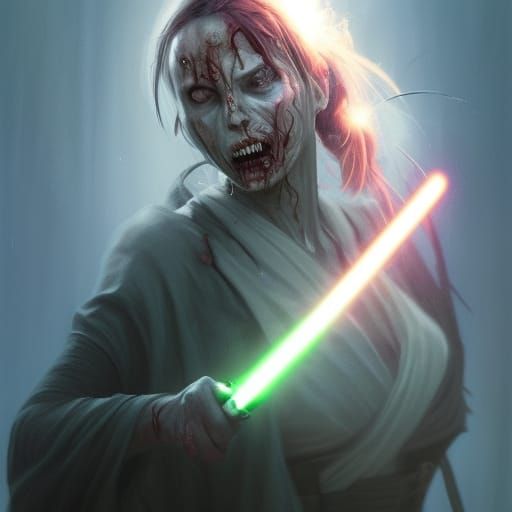 Zombie Jedi Knight Portrait in Hyperdetailed Digital Art