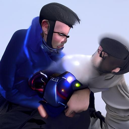 Cyberpunk Melee Fighter Dominates Nerd in Cel-Shaded 3D