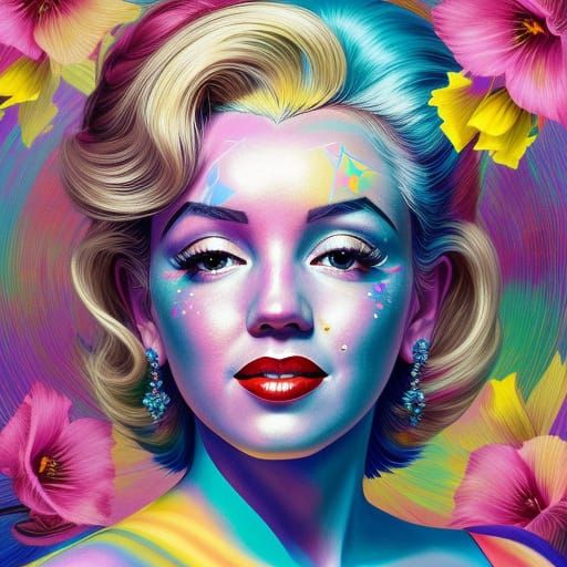 Marilyn Monroe as Geisha in Psychedelic Portrait