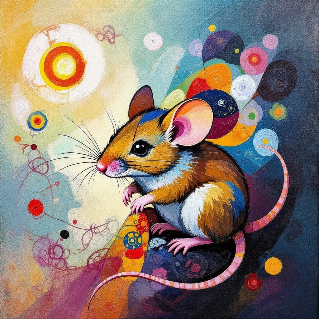 Mouse Paints Abstract Art with Vibrant, Clashing Colors