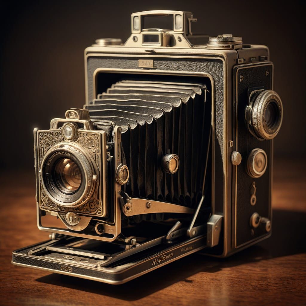 Vintage 1920s Camera Portrait in Sepia