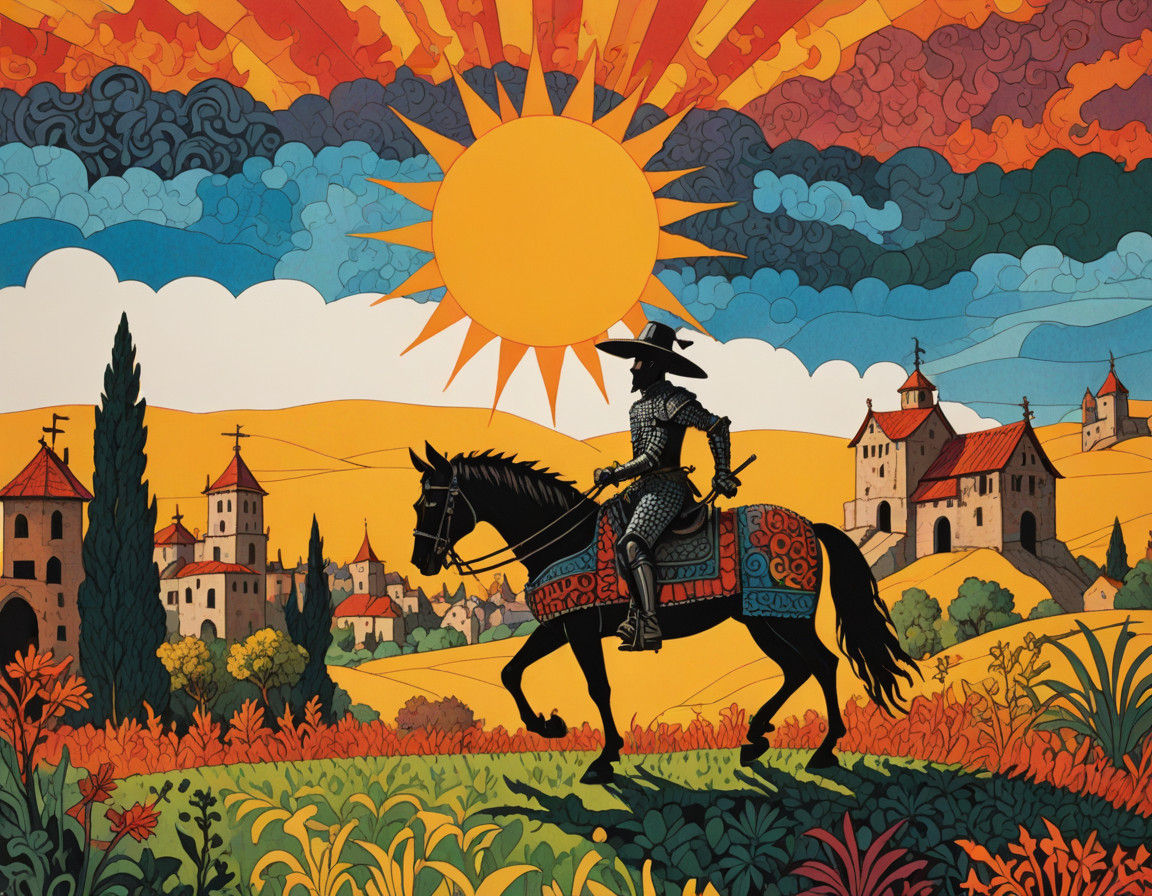 Chivalrous Don Quixote Rides into Sunset