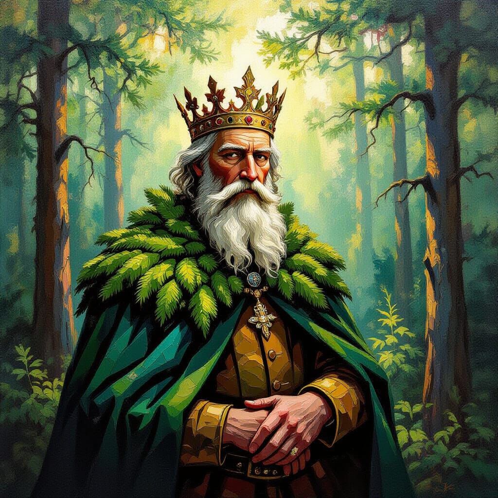 King of Pine Forest in Neo-Impressionist Style