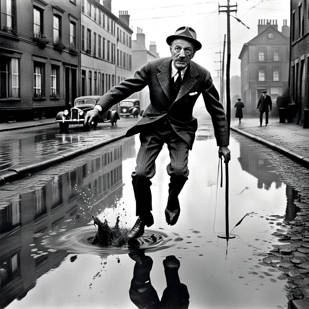 Henri Cartier-Bresson’s famous photo Man Jumping the Puddle ...