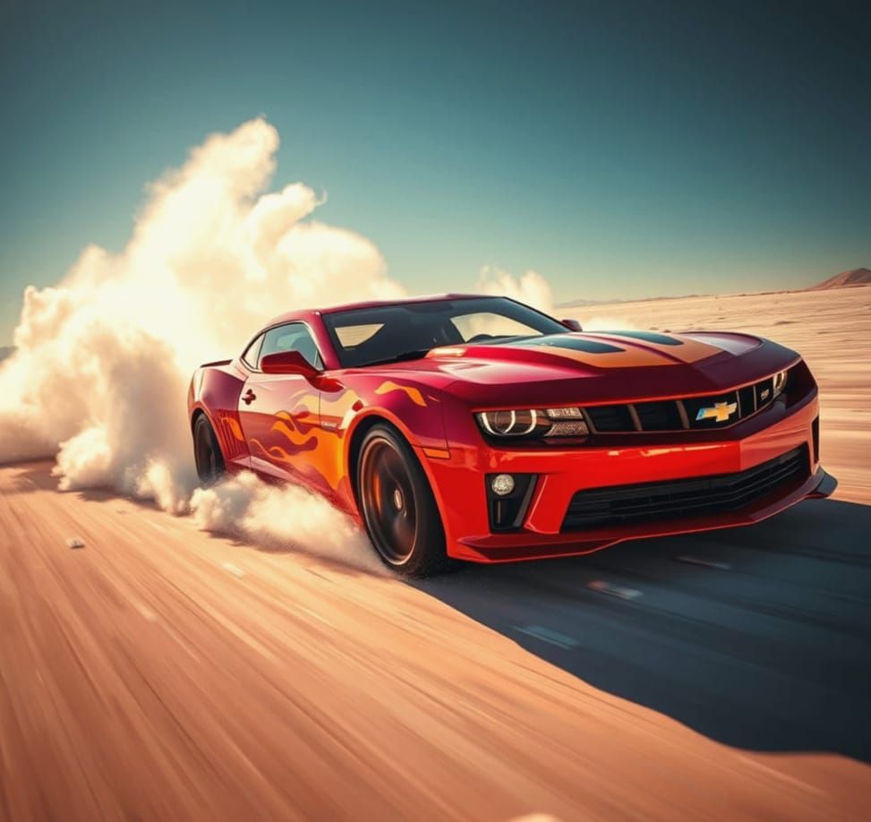 Fiery Red Camaro Shatters Speed Record in Salt Mine