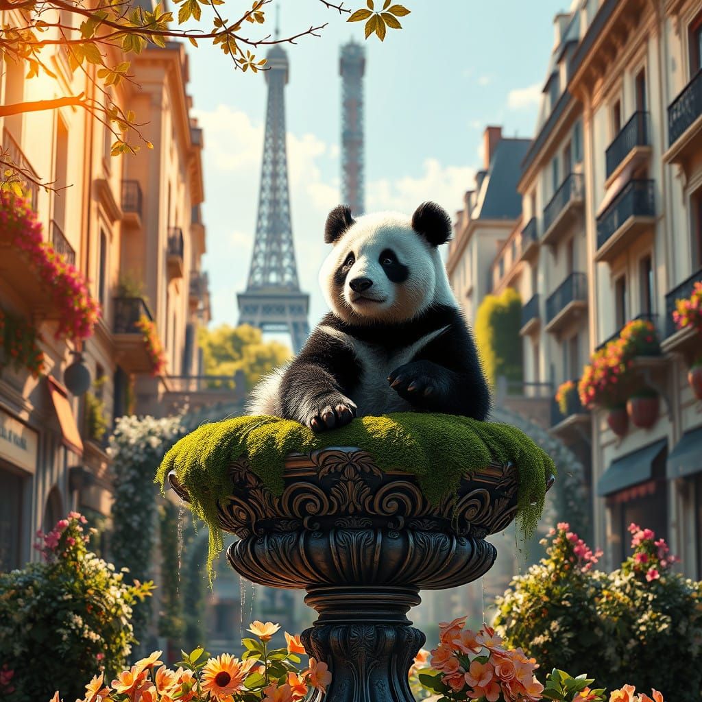 Parisian Panda in Golden Light