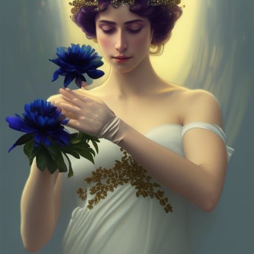 Queen's Hands with Gold Gloves, Detailed Art Nouveau Style