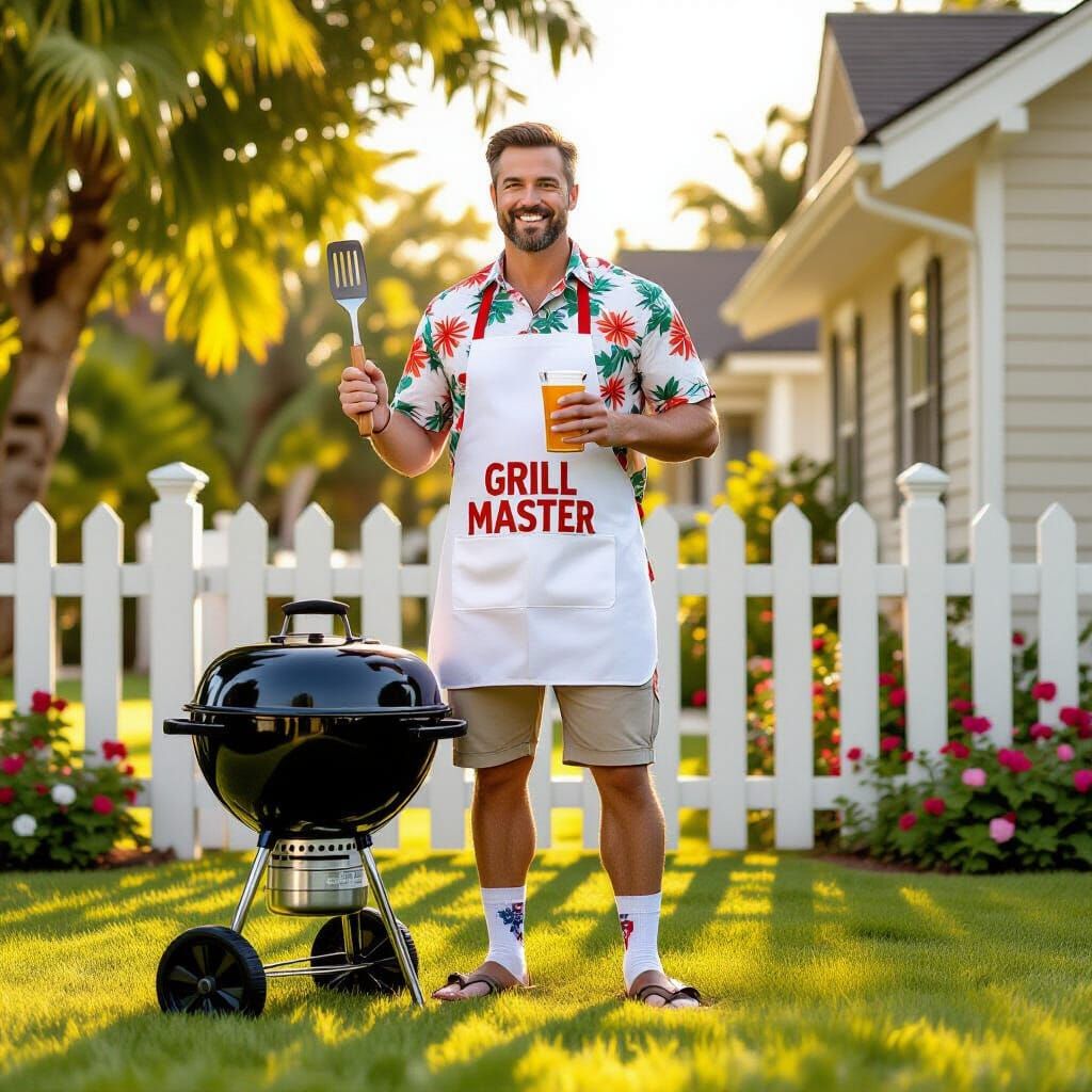 Heroic Dad as Grill Master in Americana Scene