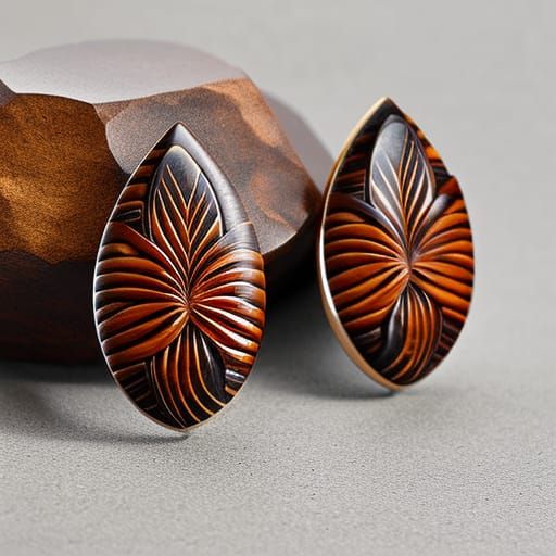Snakewood Earrings with Māori Carving in Hyperrealism