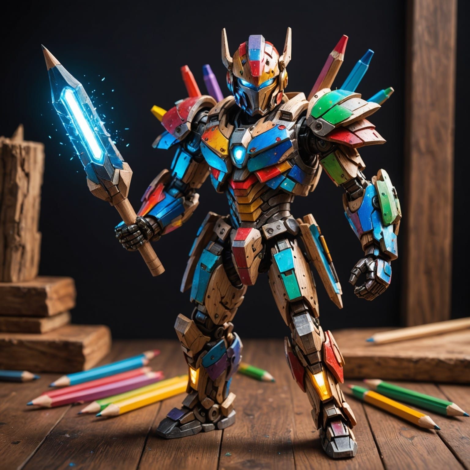 Anime Action Figure Made of Pencils