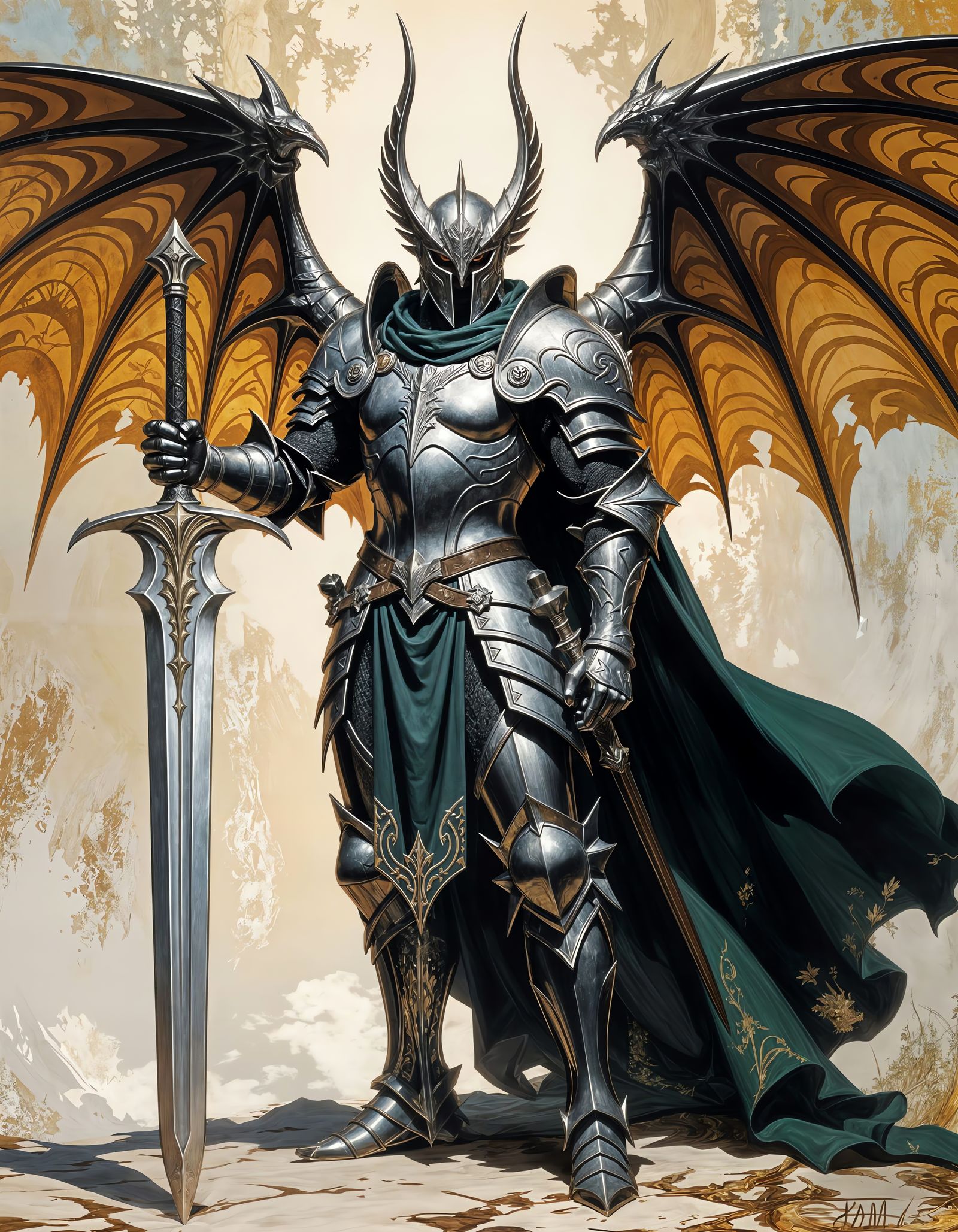 Platinum Knight of Bahamut Canvas Painting