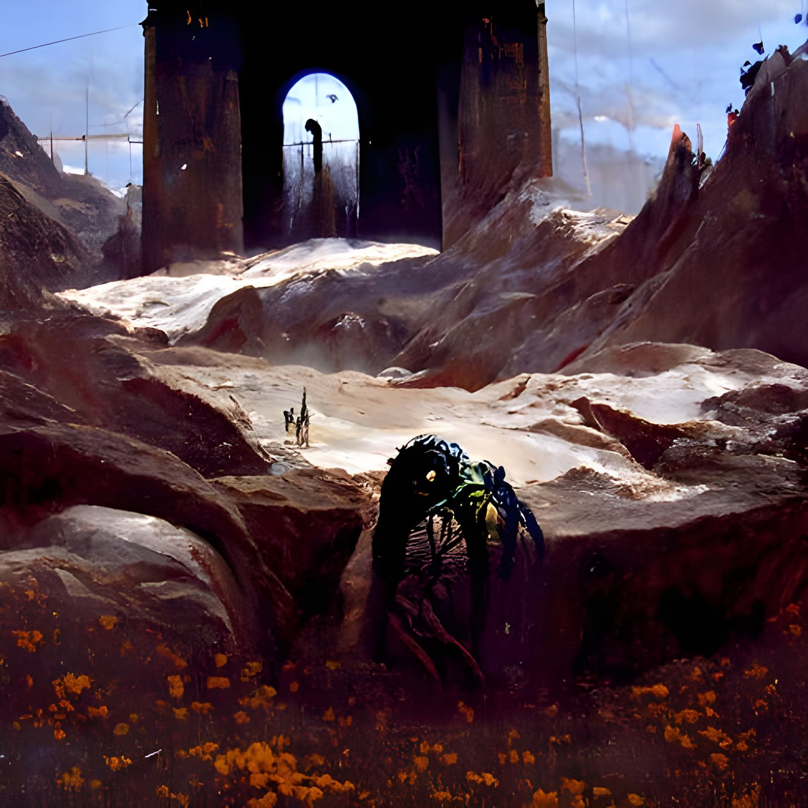 Eerie Gateway to Plant Mars in Dark Fantasy Style