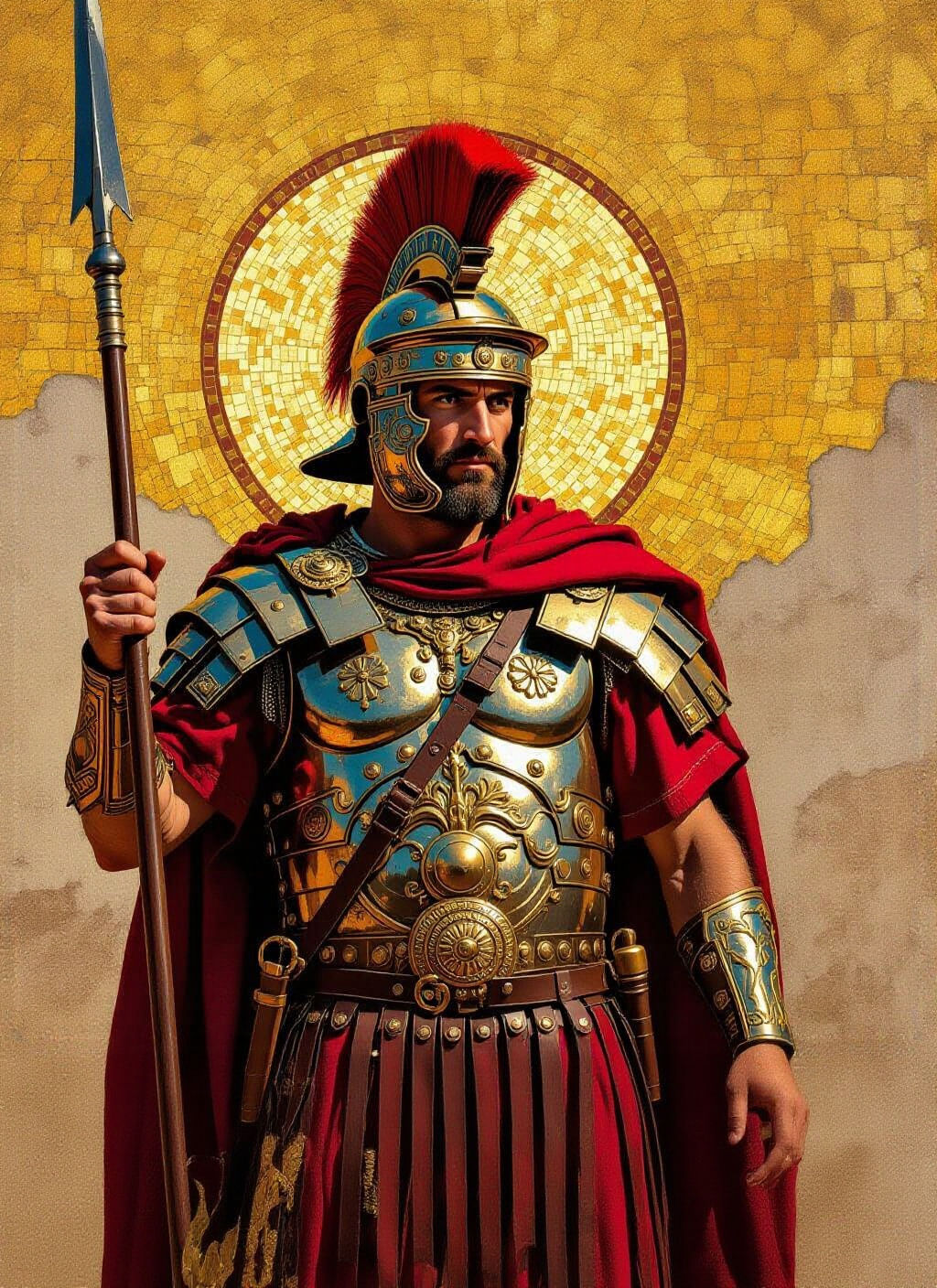 St. Longinus in Byzantine Mosaic Style