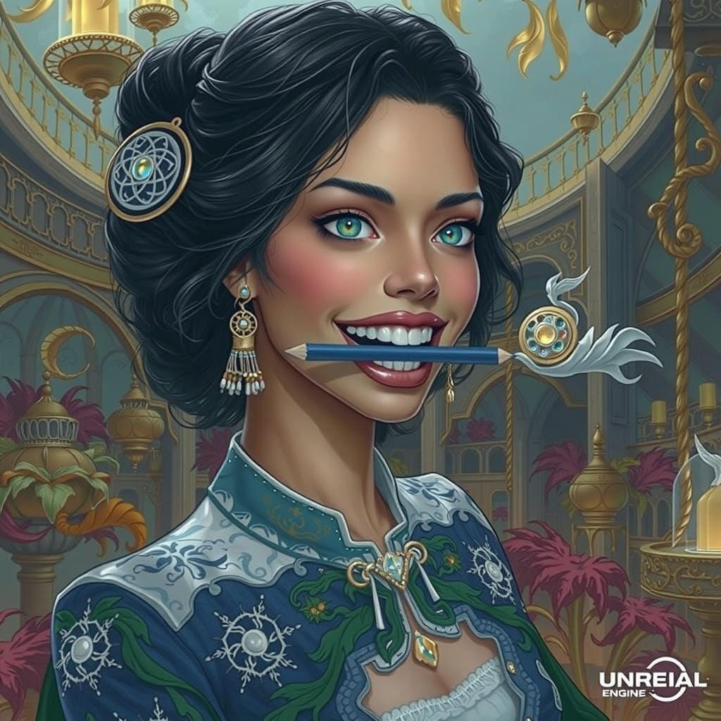 Ethereal Dreamer, Holding a Delicate White Pencil