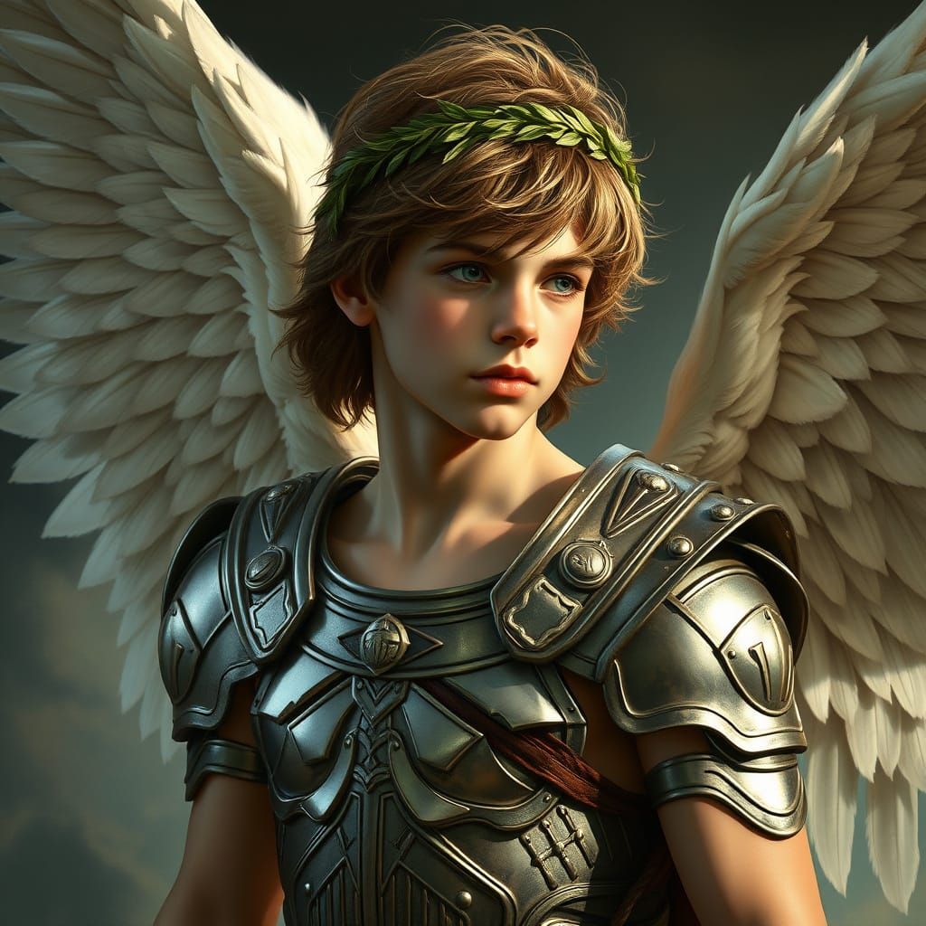 Youthful Hero with Wings, Inspired by Classical Greek Ideals