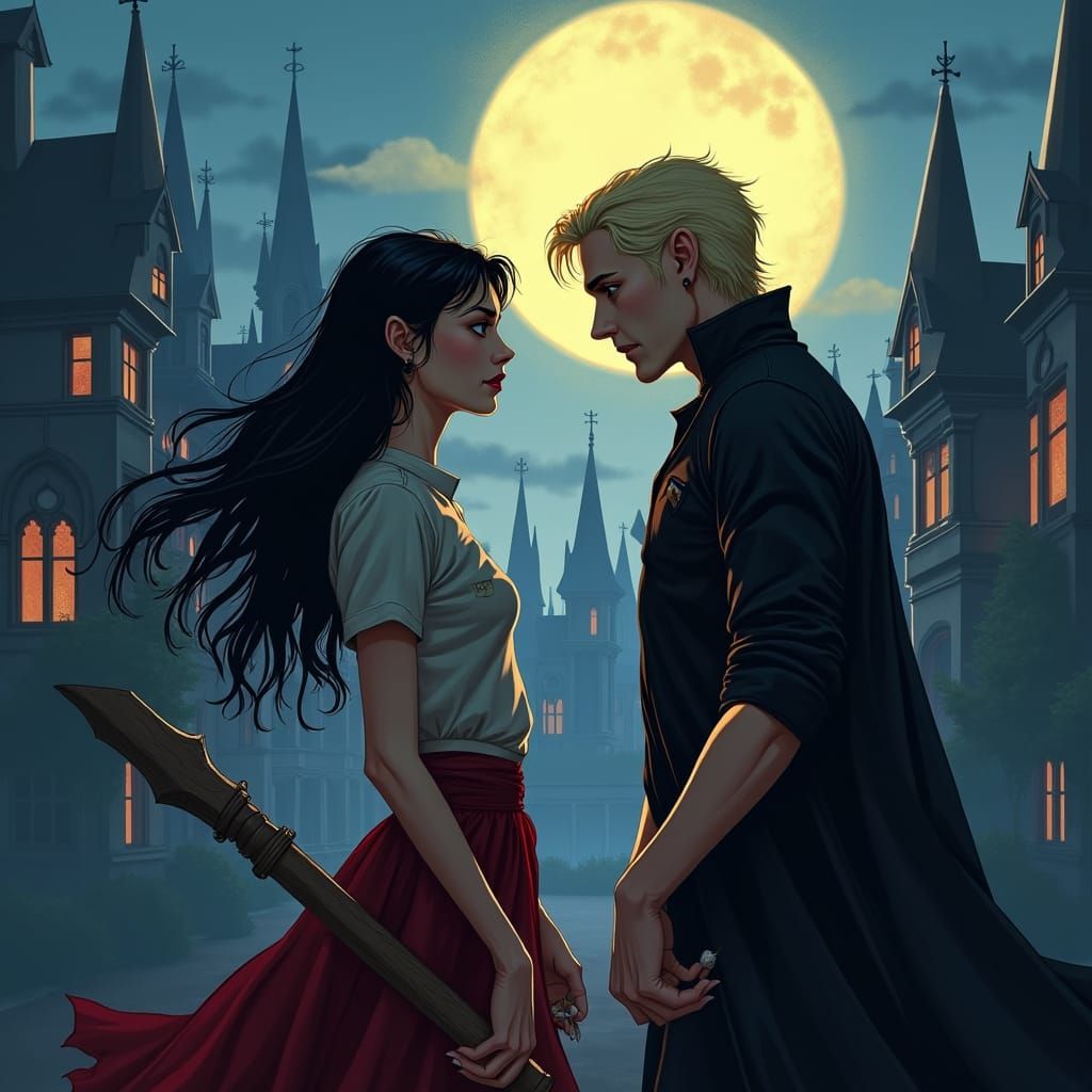 Vampire Confrontation on Gothic Campus