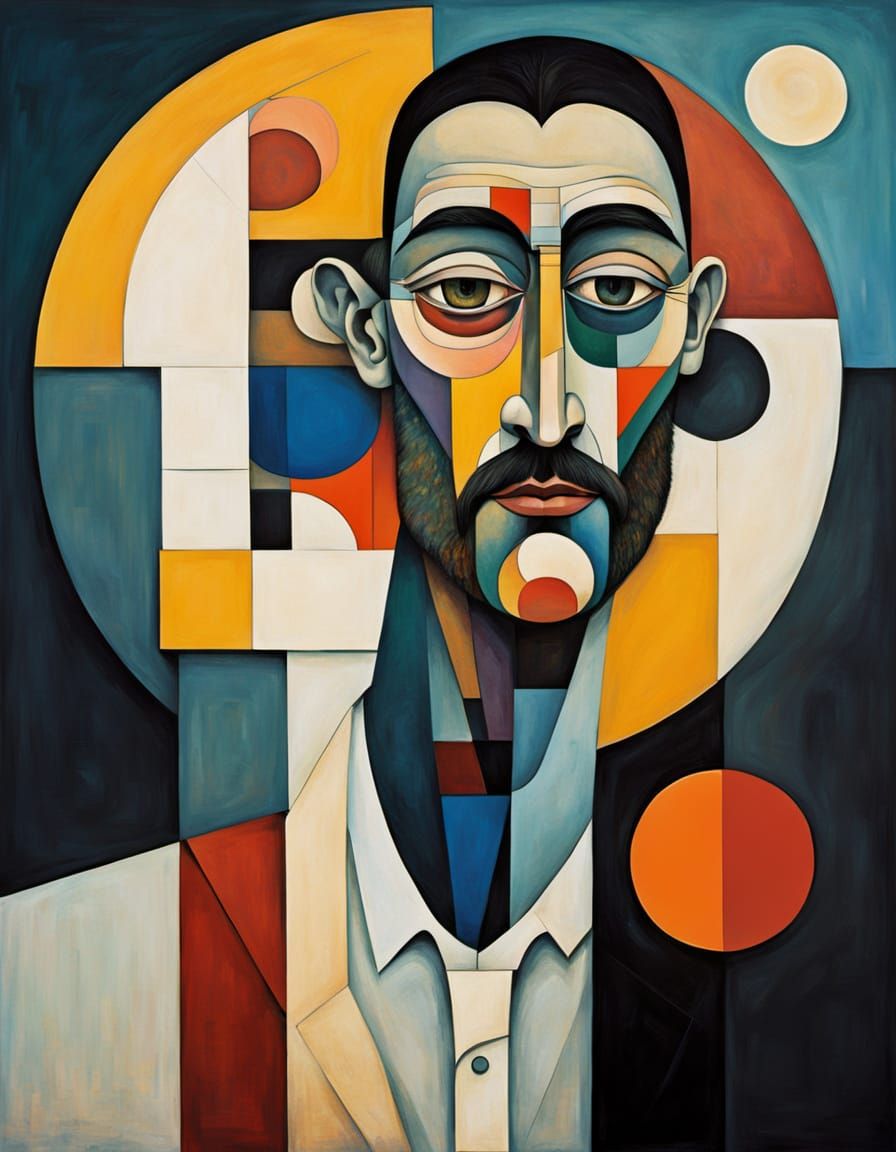 Surreal Man Merged with Modernist Architecture