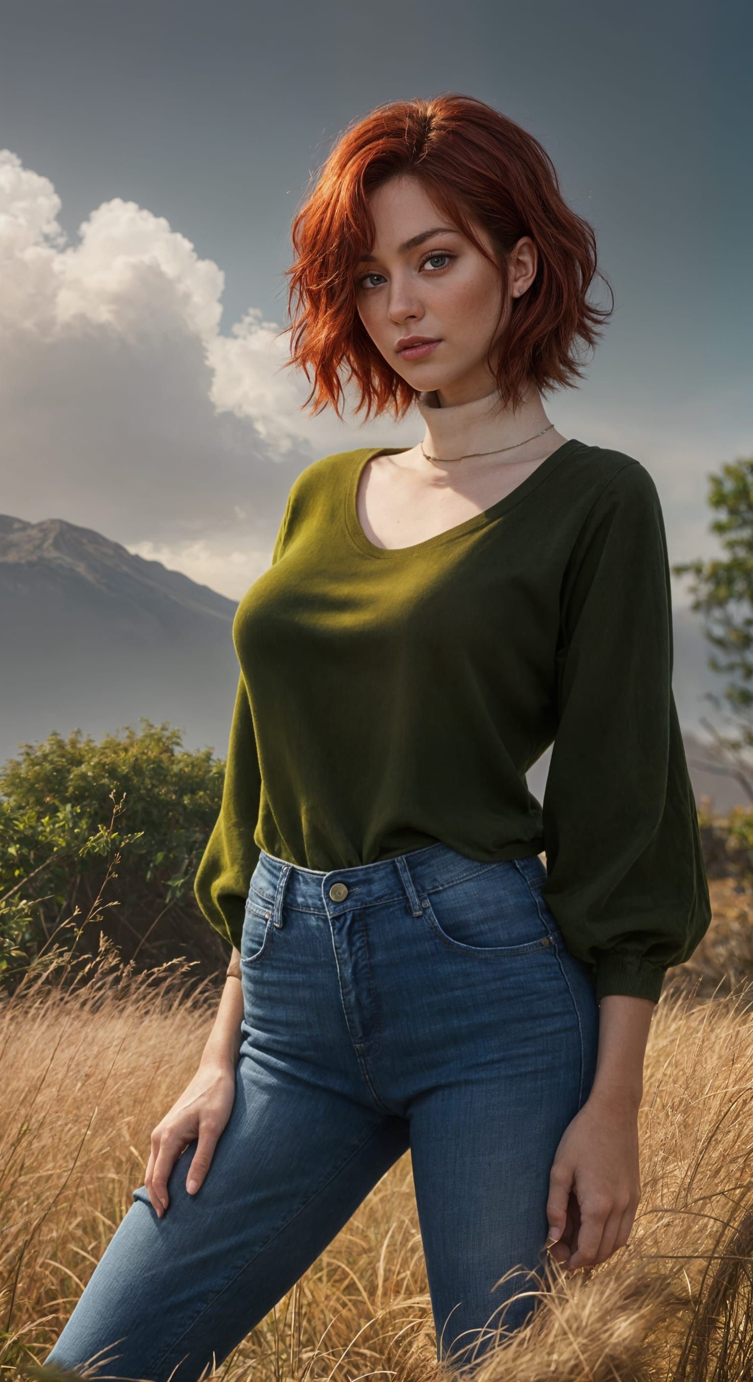 Young Redhead in Casual Attire