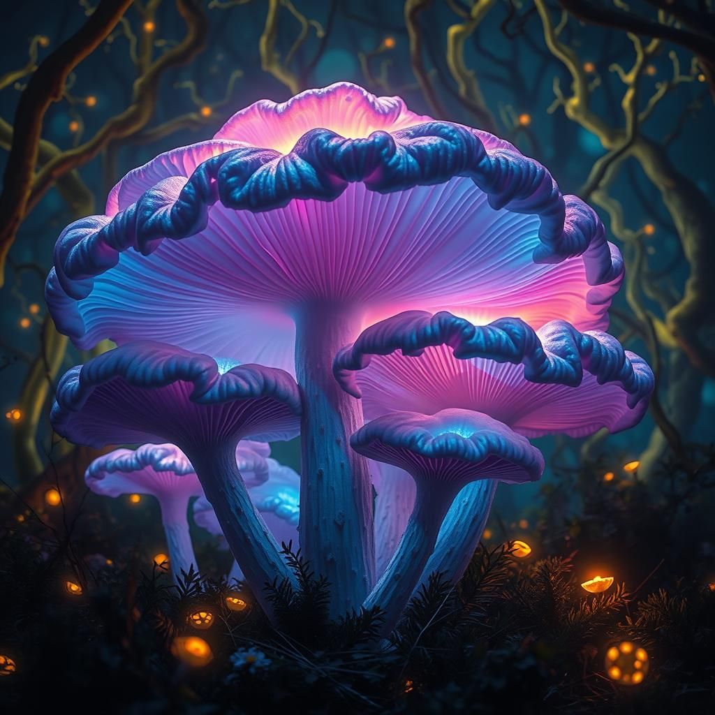 Bioluminescent Mushrooms in Dreamlike Forest