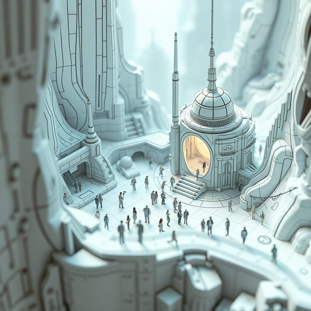 Miniature People in Microscopic Sci-Fi World