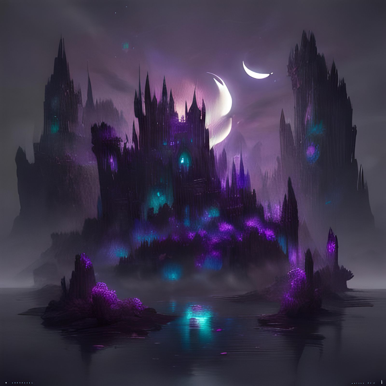 Lovecraftian Horror Islands in Dark Fantasy Style