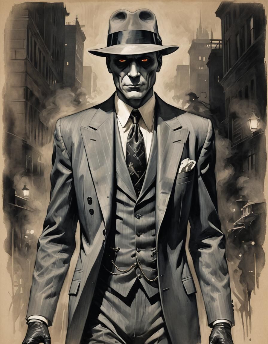 Art Deco Ghostly Mobster in Suit