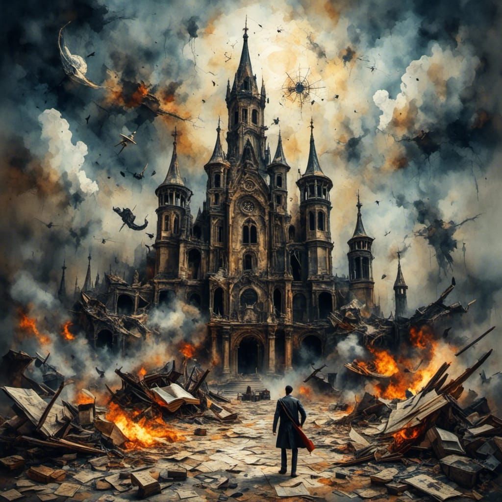 Heavy Metal Surreal Antique Watercolor Image