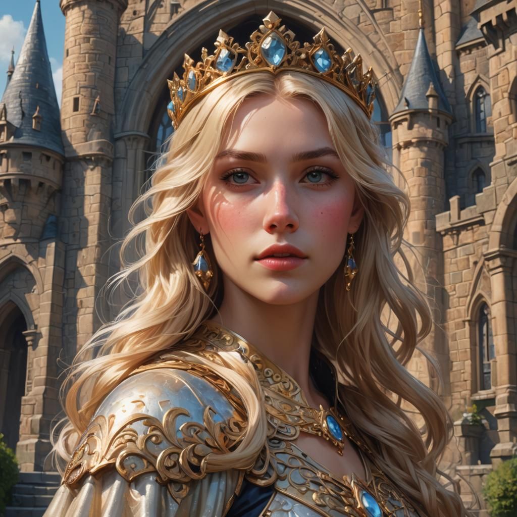 Blonde Princess Portrait in Art Nouveau Style