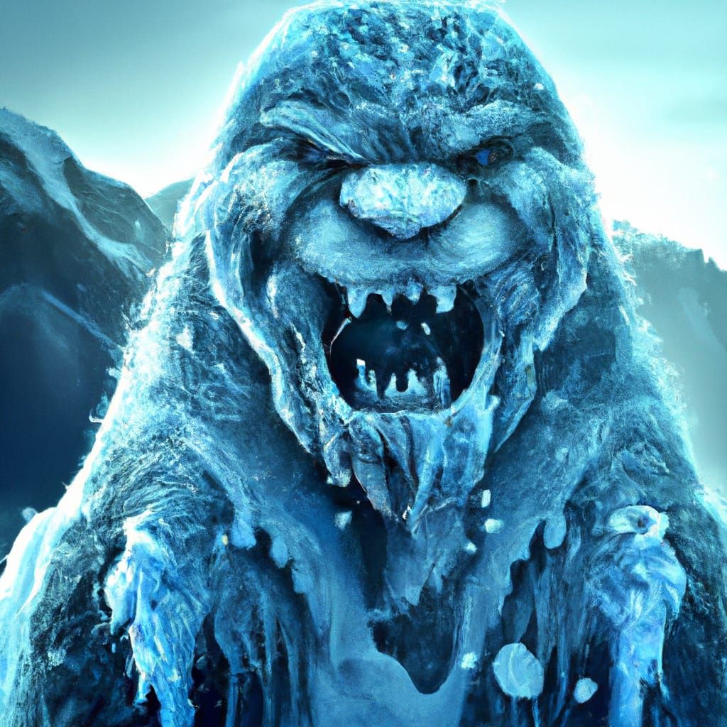 Detailed Digital Painting of a Hairy Ice Monster