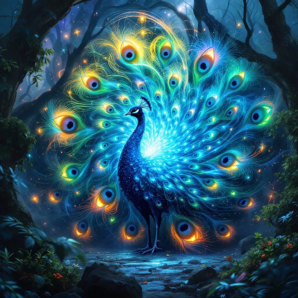 Majestic Peacock Transforms into Kaleidoscope of Colors