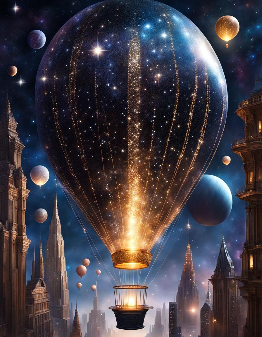 Glittery Balloon Floating in Outer Space