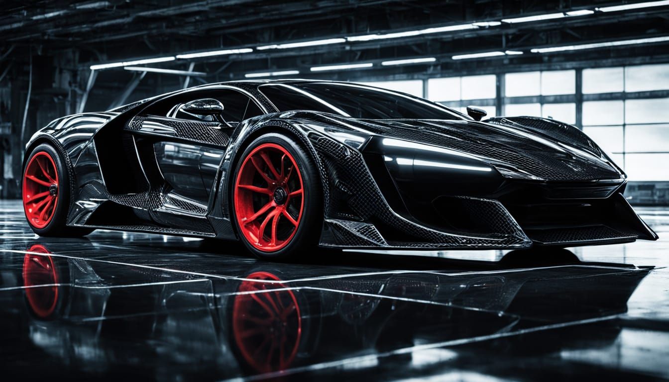 Alien Xenomorph Supercar with Neon Red Wheels