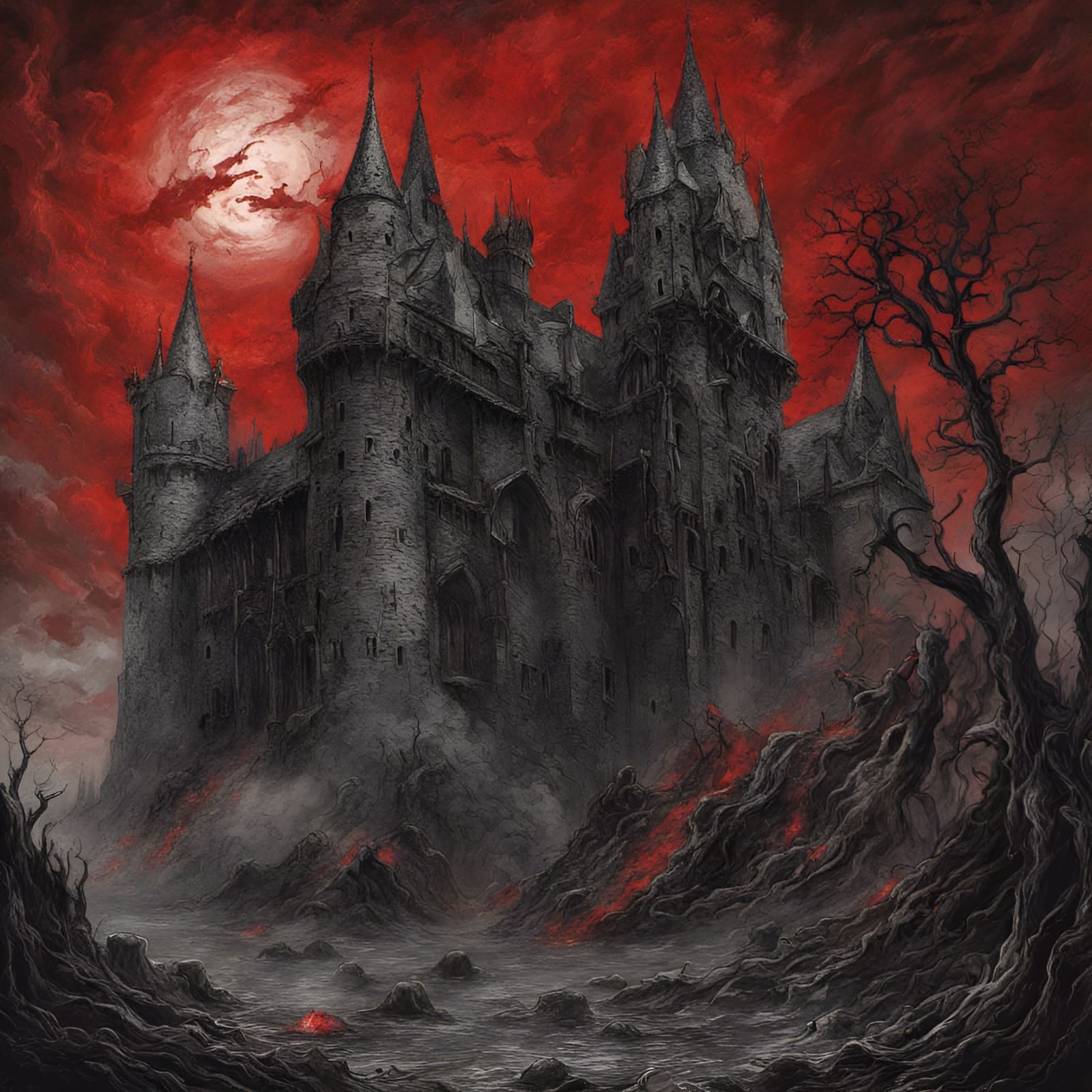 Mystic Medieval Book in Black Metal Horror Style