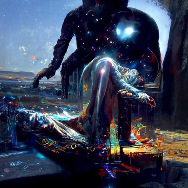 Astral Cyberpunk Mailbox Scene in Mixed Media