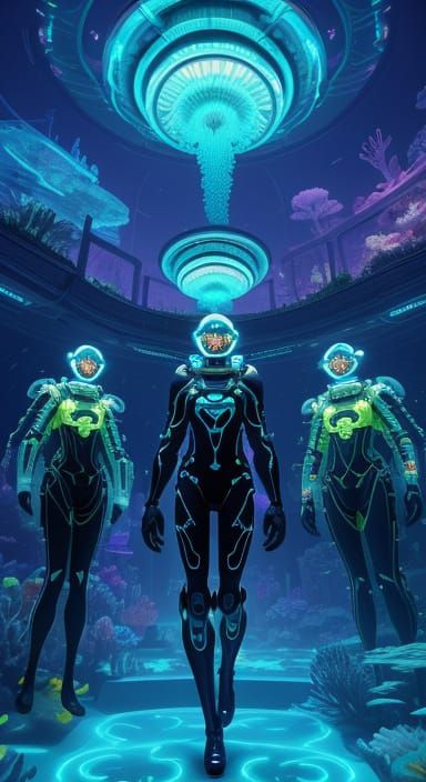 Futuristic Atlantis: Neon Underwater Cityscape