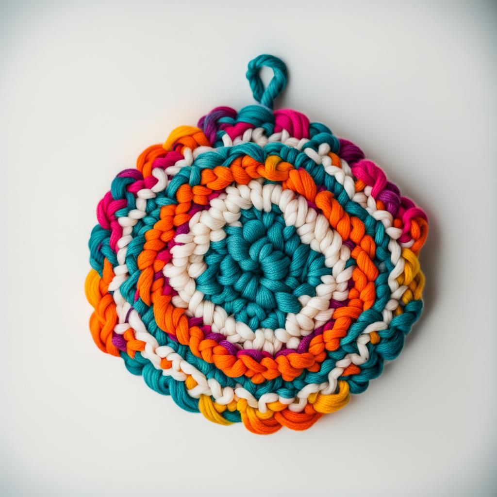 Child-Made Crocheted Potholder, 1990